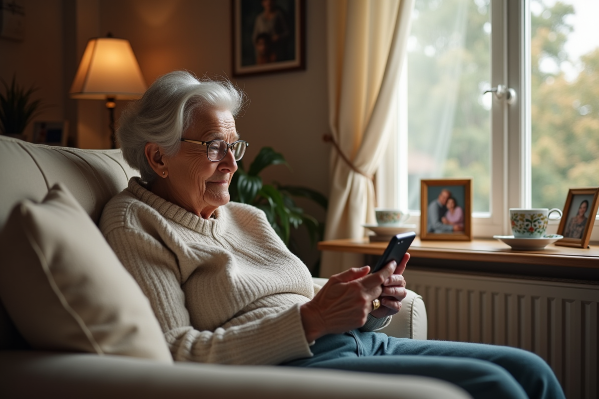 Femme âgée utilisant son smartphone pour l