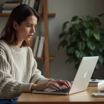 Femme au bureau regardant un message d'erreur PDF