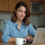 Femme utilisant un ordinateur pour réserver un rendez-vous médical
