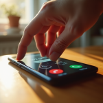Smartphone sur une table en bois avec appel inconnu à l'écran